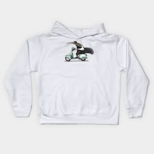 Anteater on a Vespa - Green Kids Hoodie